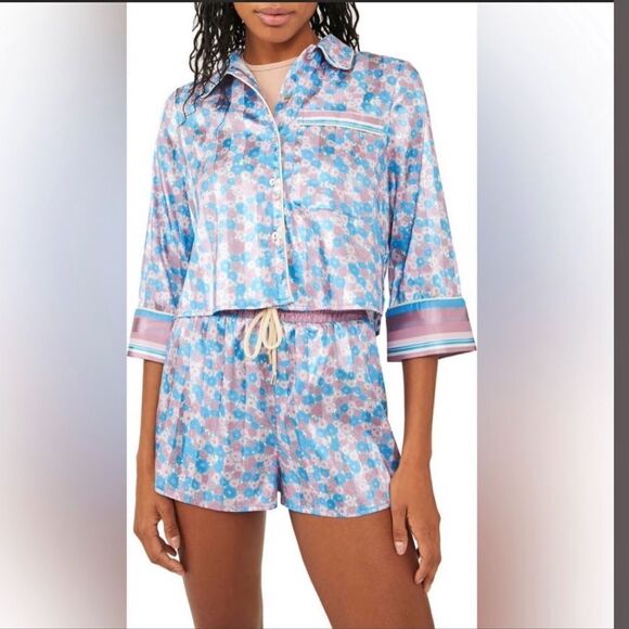 Free People Other - Free People Satin Pillowtalk Pajama Set in Lavender Combo Size Large 12/14 NWT.